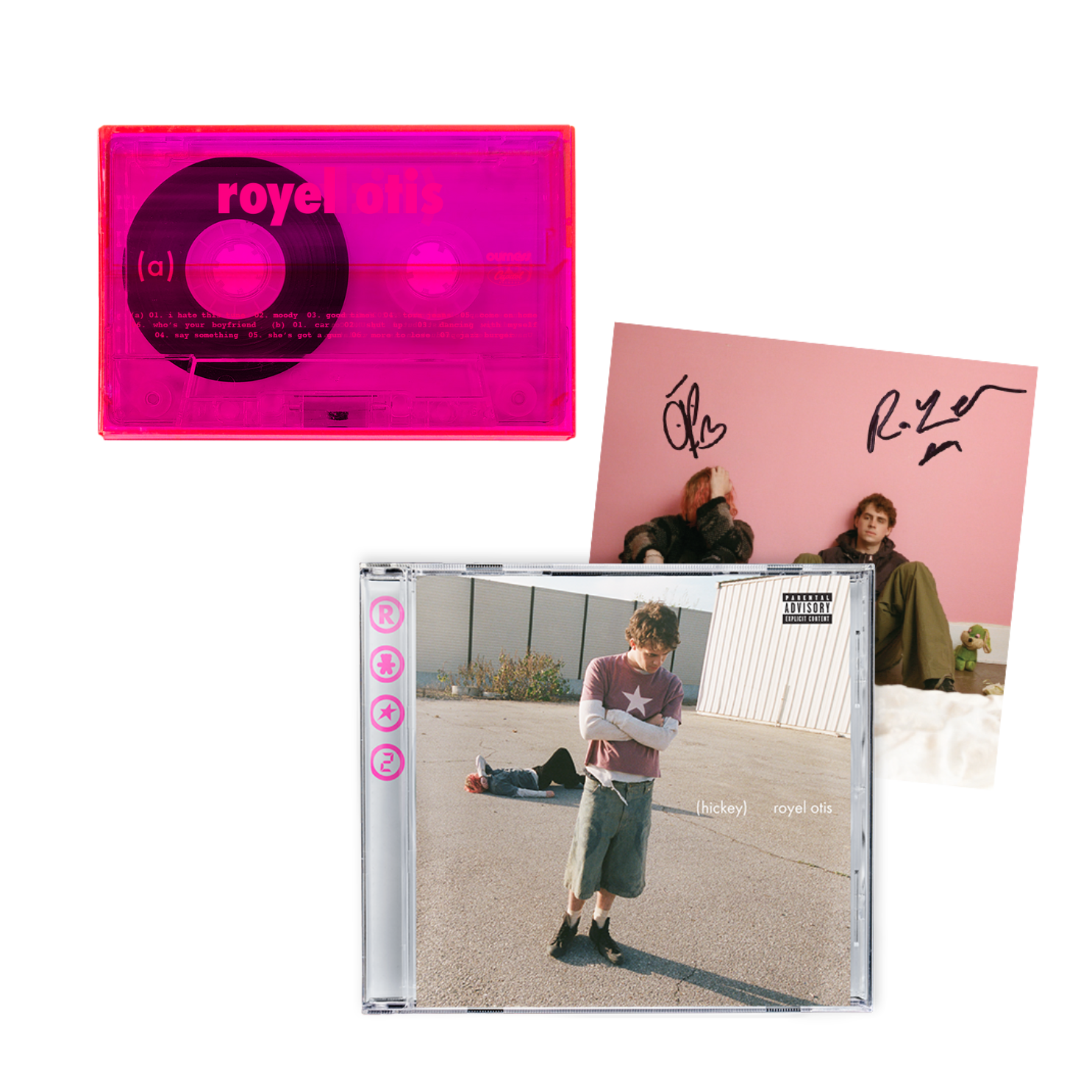 (hickey) CD, metallic & fluro cassette + signed art card